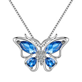 Butterfly Pendant Necklace Birthstone September Sapphire - Necklaces - Aurora Tears